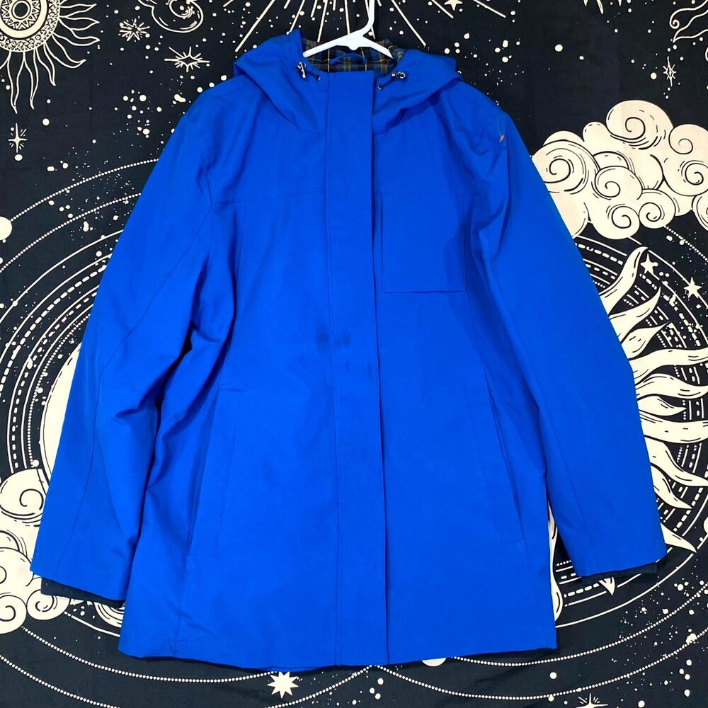 Pendleton Rain Jacket Womens XL Blue Flannel Lined Trench Coat Waterproof Zip-Up